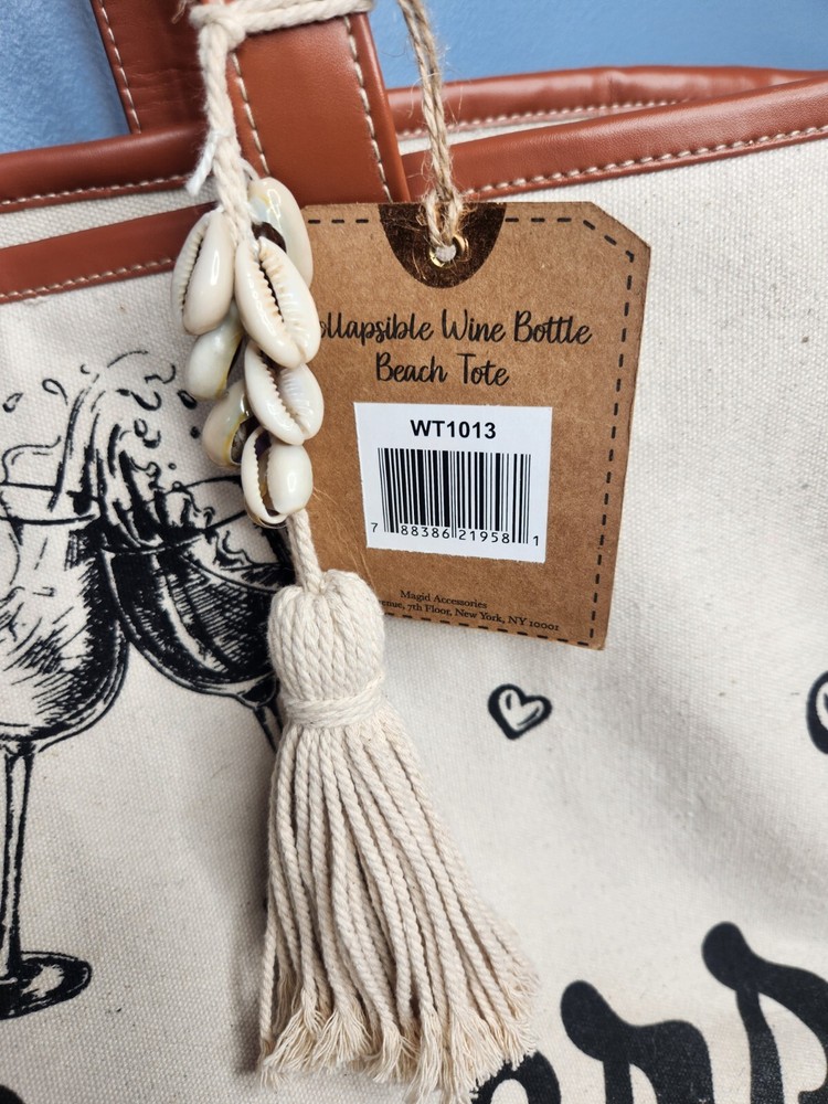 NWT COLLAPSIBLE WINE BOTTLE BEACH TOTE