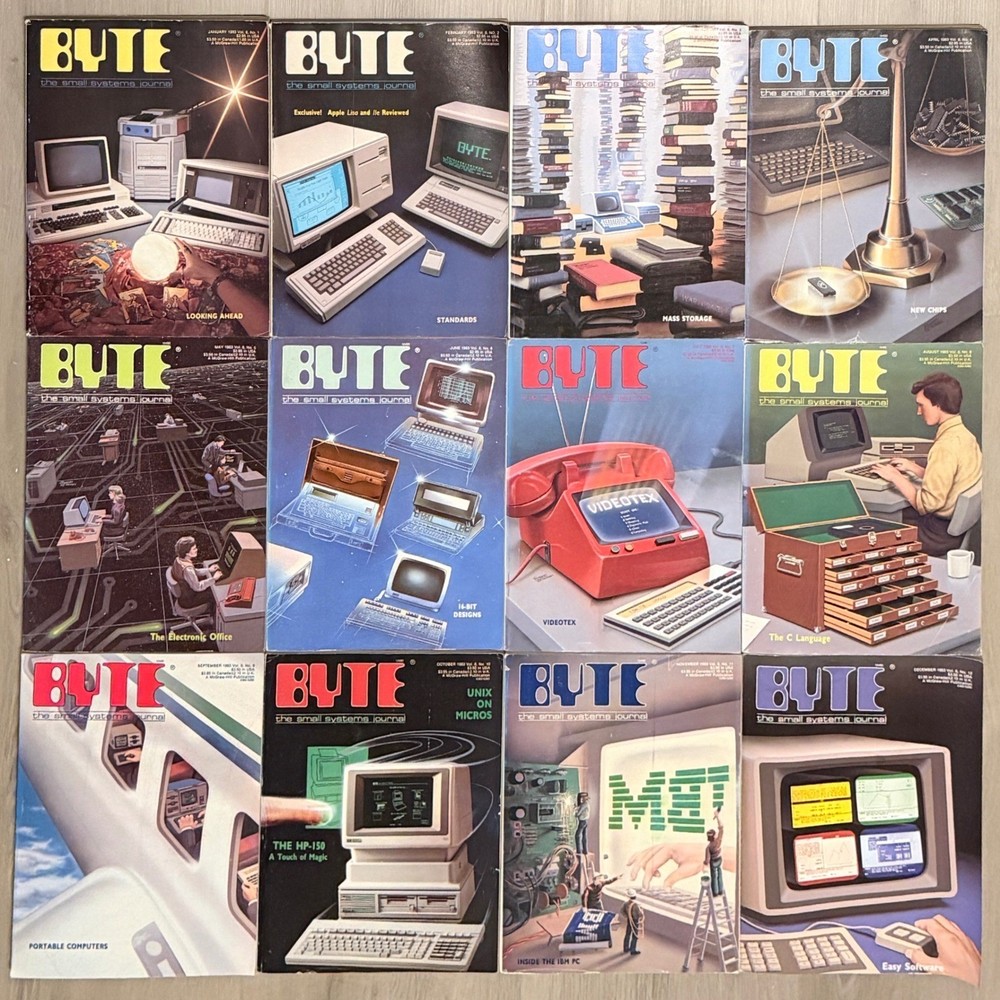 Byte Magazine Collection Vol 8 1983 Complete Year 12 Issues Vtg Computer History