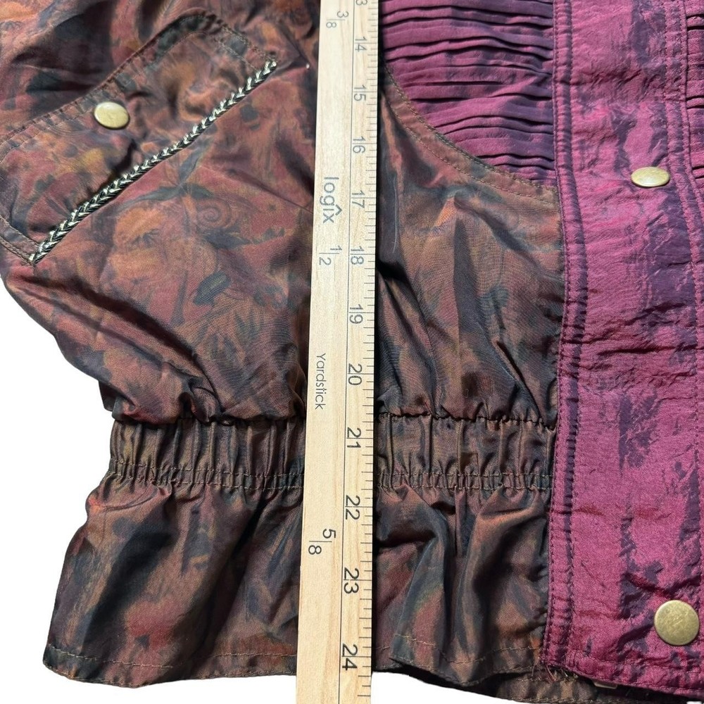 Multicolor floral pattern artistic nylon jacket with...