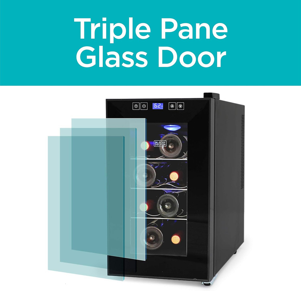 BLACK+DECKER 8-Bottle Wine Cellar with LED Display - Stylish & Compact