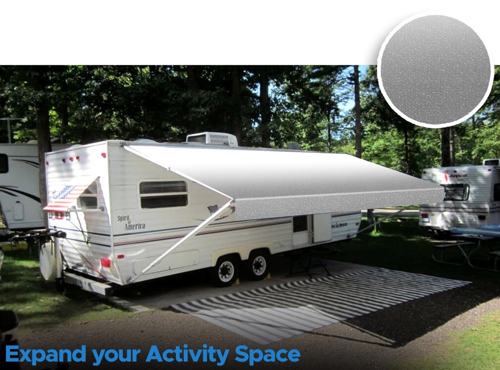 SunWave RV Awning Replacement Fabric 20' (Actual Width 19'2") Grey Fade