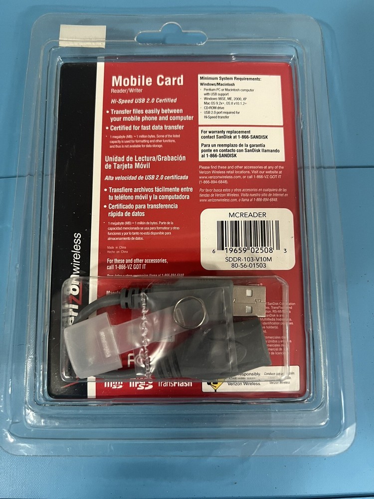 SanDisk Mobile Card Reader/Writer Verizon Wireless Mobile Mate SD+ HighSpeed 2.0