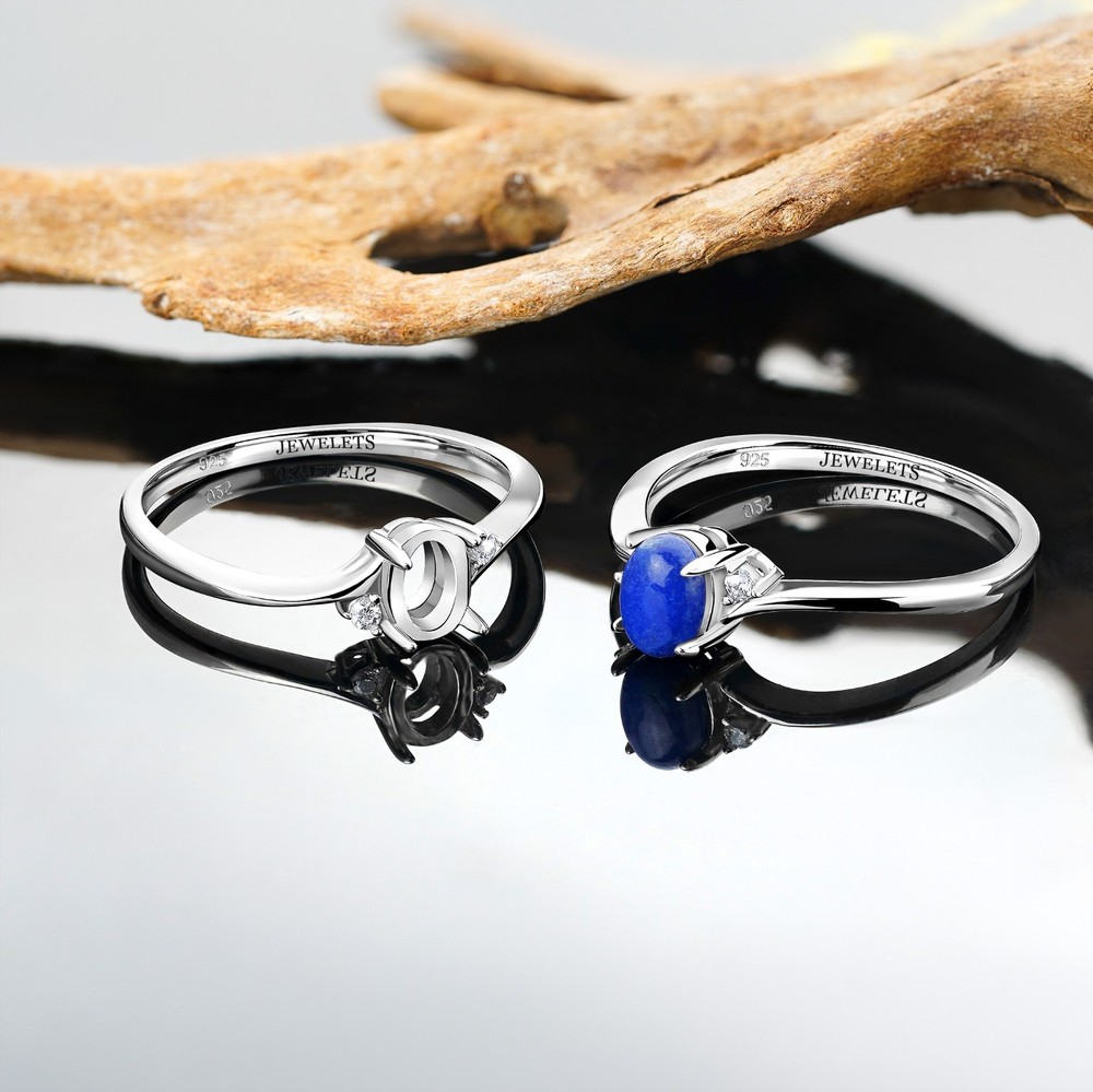 Silver Ring Blank, Oval 5x7mm – Celtic Bezel Setting Ring Mounting | Rhodium