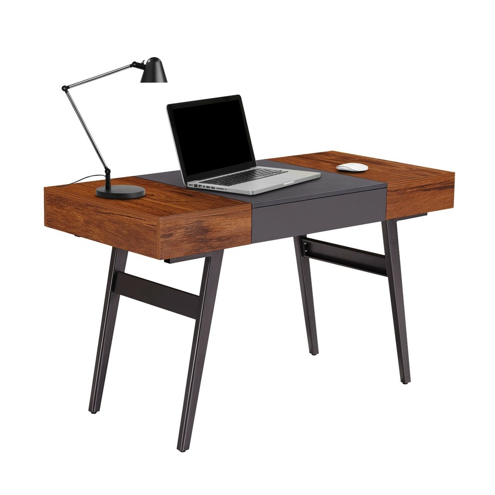 Techni Mobili Writing Desk Workstation w/ Multi-Storages & Pull-Out Front Drawer