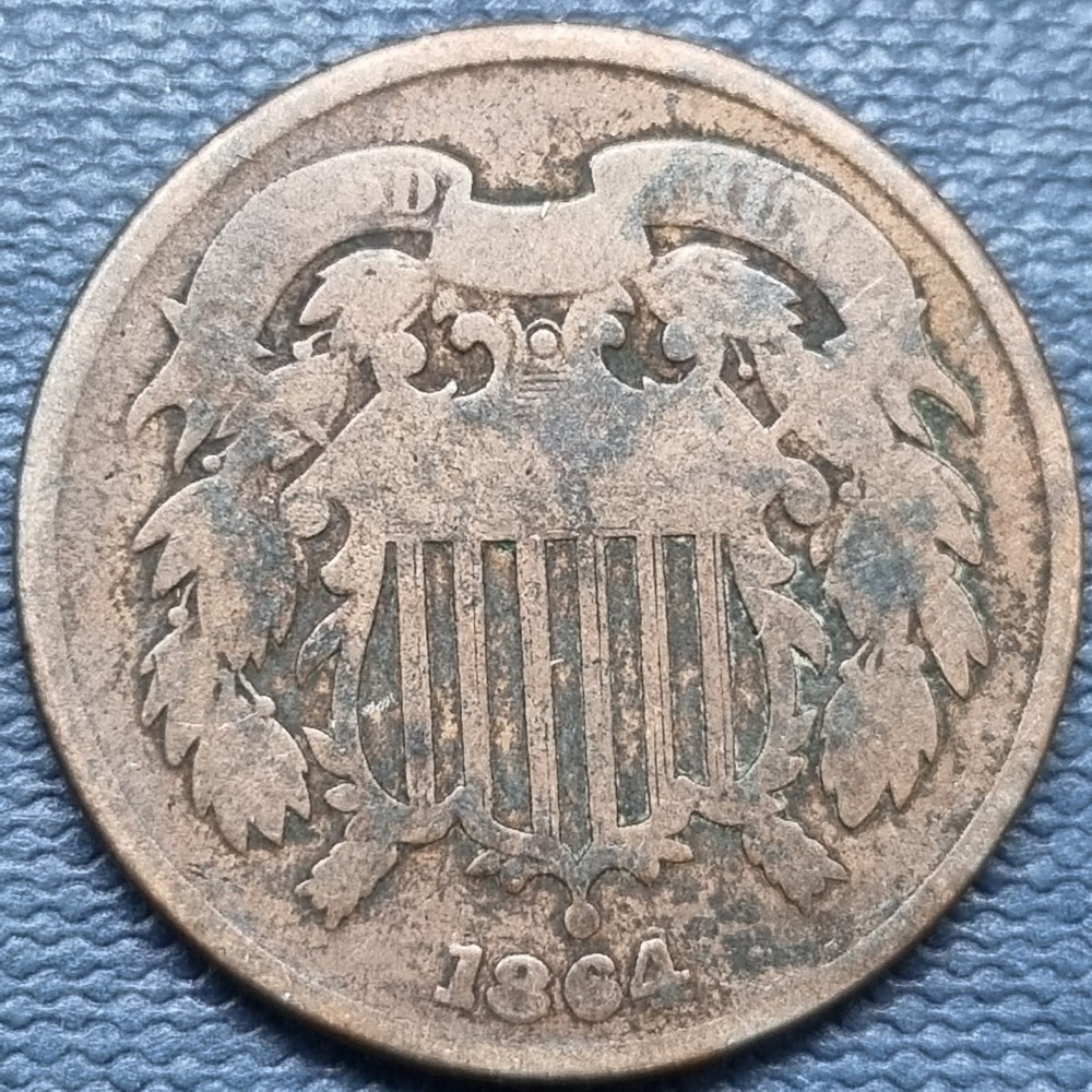 1864 Two Cent Piece 2c Circulated #83953