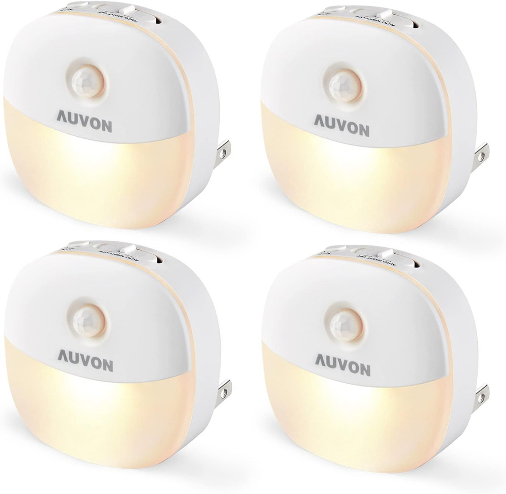 Plug in Night Light with Motion Sensor and Dusk to Dawn Sensor, Mini Warm White
