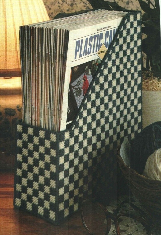 CHECKERBOARD COVER UP MAGAZINE HOLDER PLASTIC CANVAS PATTERN INSTRUCTIONS