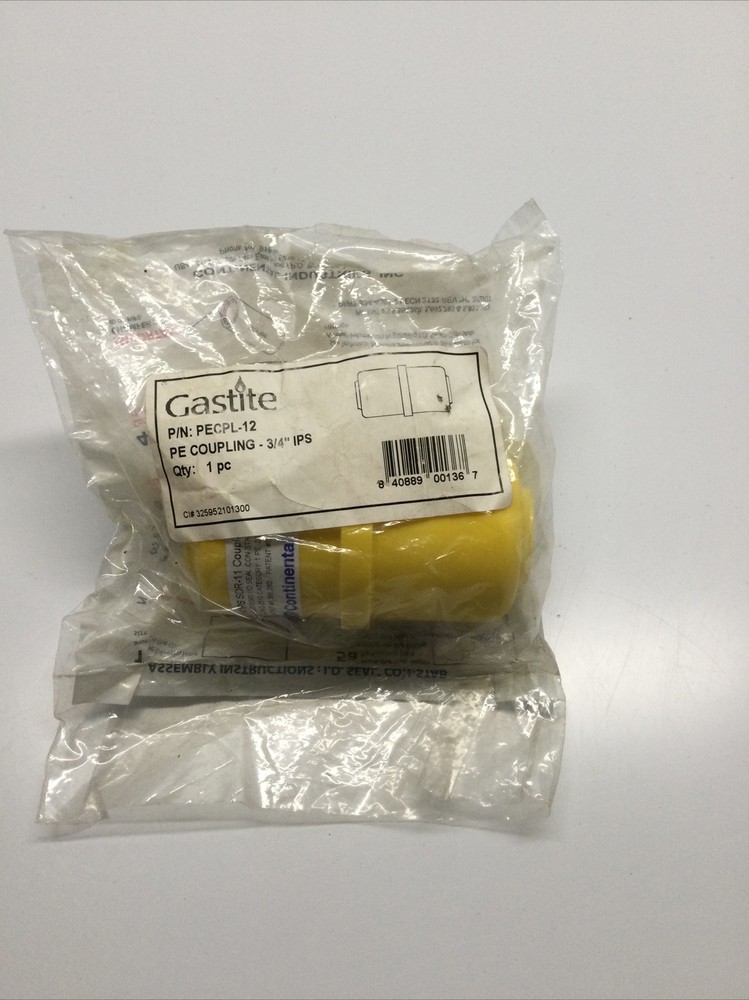 NEW, GASTITE, PECPL-12, PLASTIC COUPLING, 3/4" IPS. (20D-2)