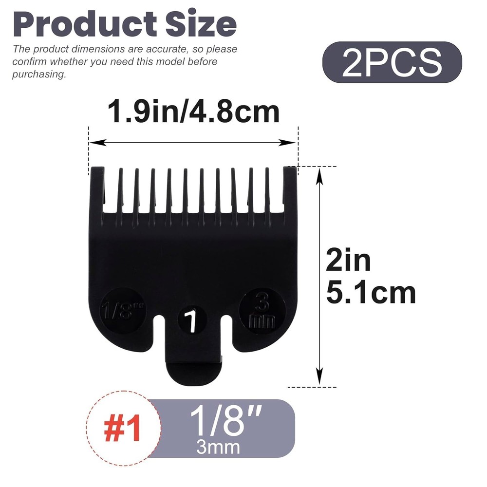2 Pcs Black Guards for Clippers, Trimmer Guards Replacement, Clipper Guards S...