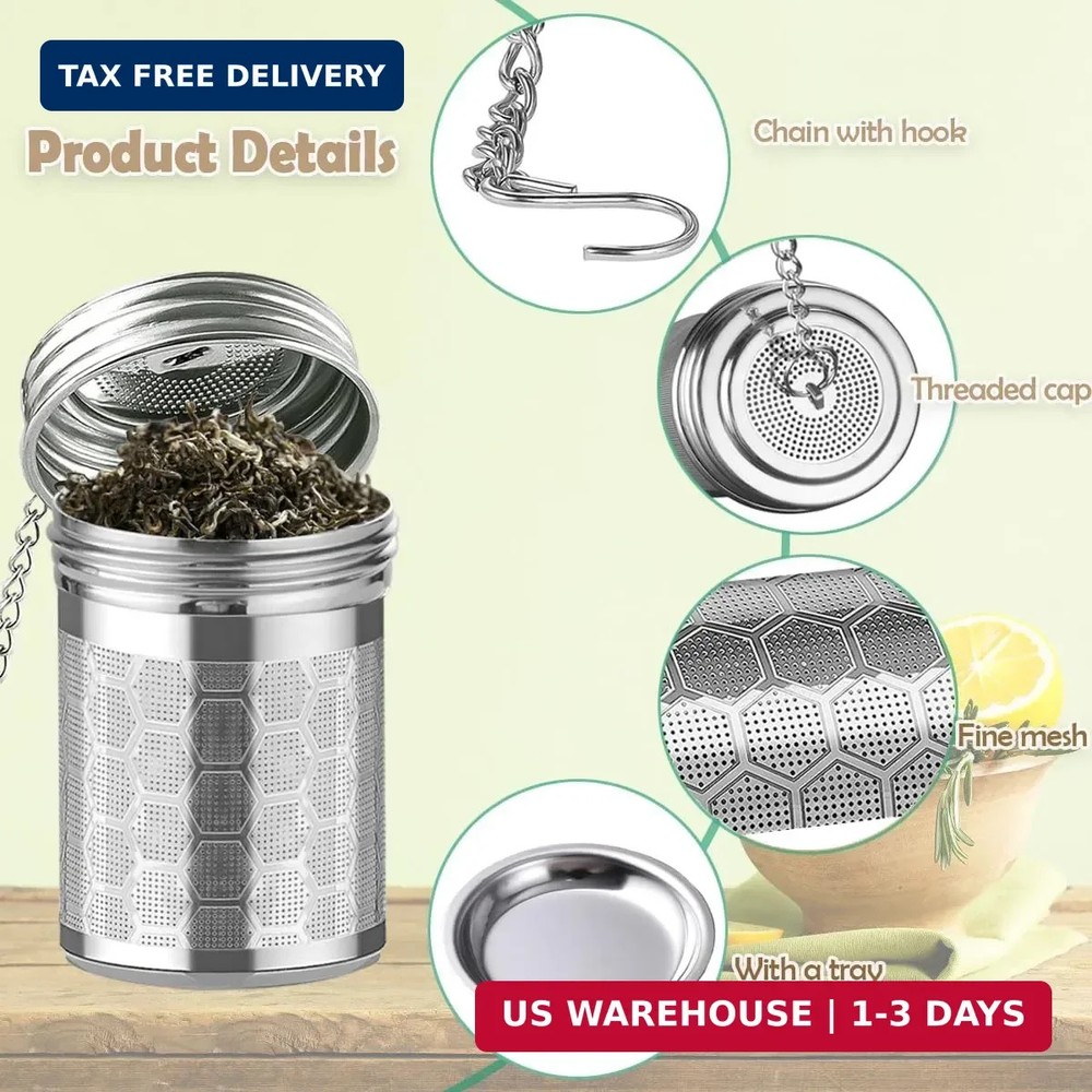 2 Pack Stainless Steel Tea Infusers, Extra Fine Mesh Strainers with Drip Trays,