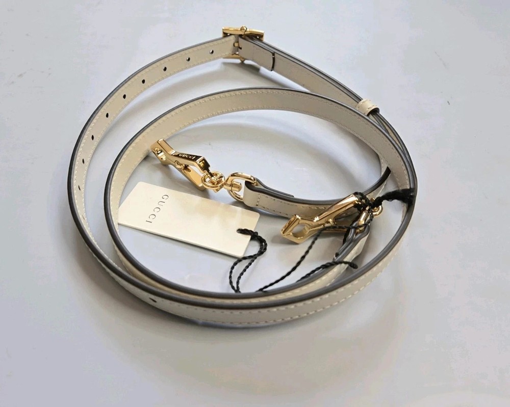 GUCCI WHITE LEATHER HANDBAG REPLACEMENT ADJUSTABLE STRAP GOLD HARDWARE & DUSTBAG