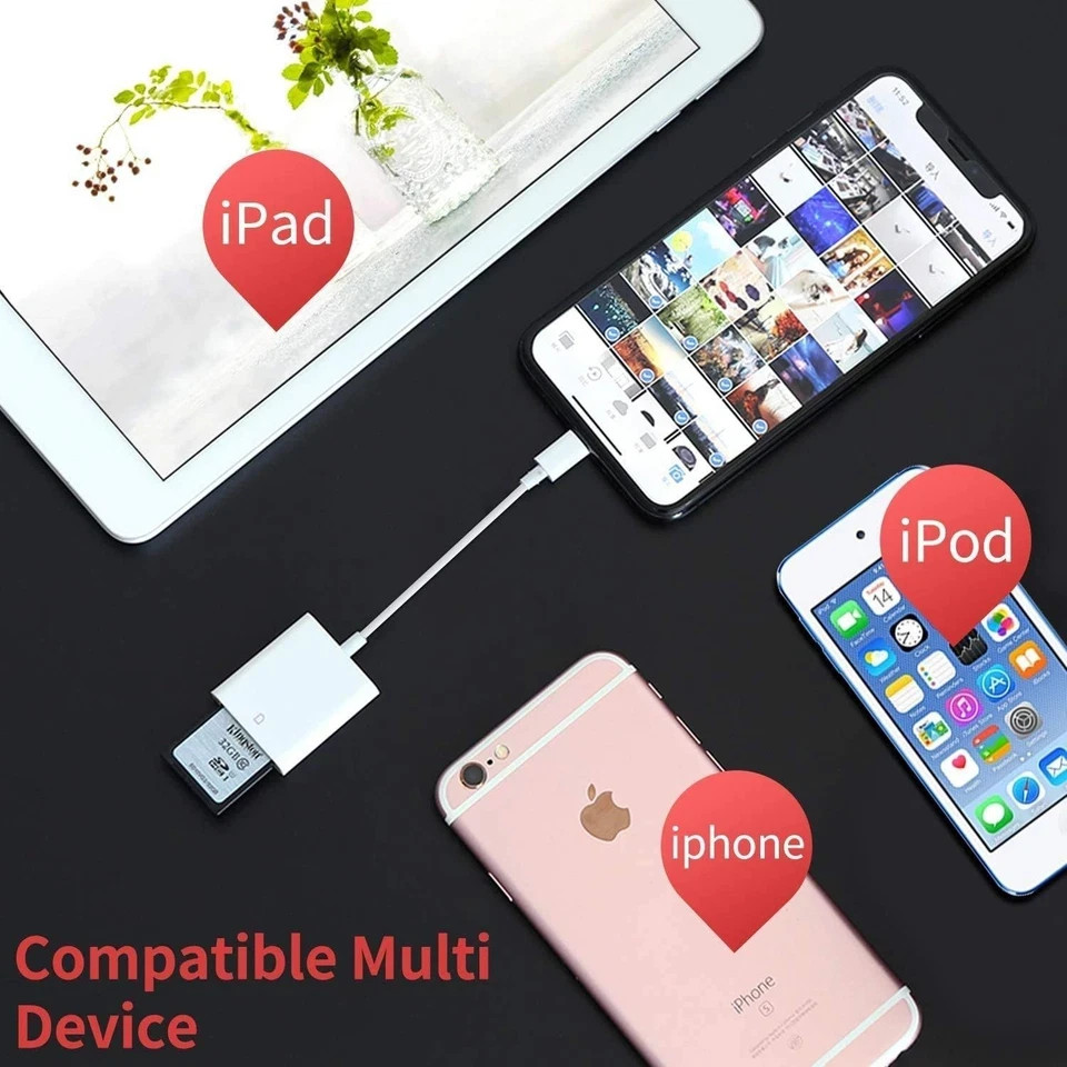 Apple Mfi Certified Lightning to SD Card Camera Reader for Iphone Ipad, Memory