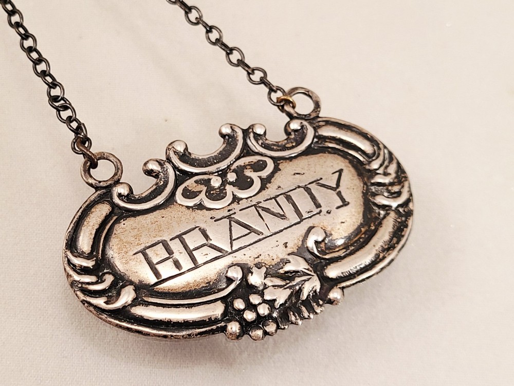 VINTAGE  STERLING SILVER " BRANDY " BOTTLE TAG