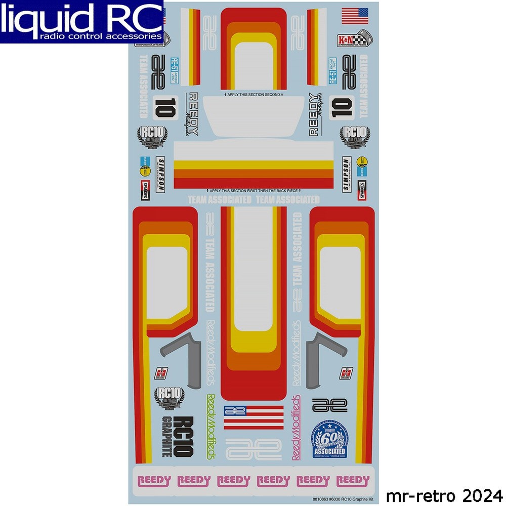Associated 6172 RC10 Graphite Kit Decal Sheet