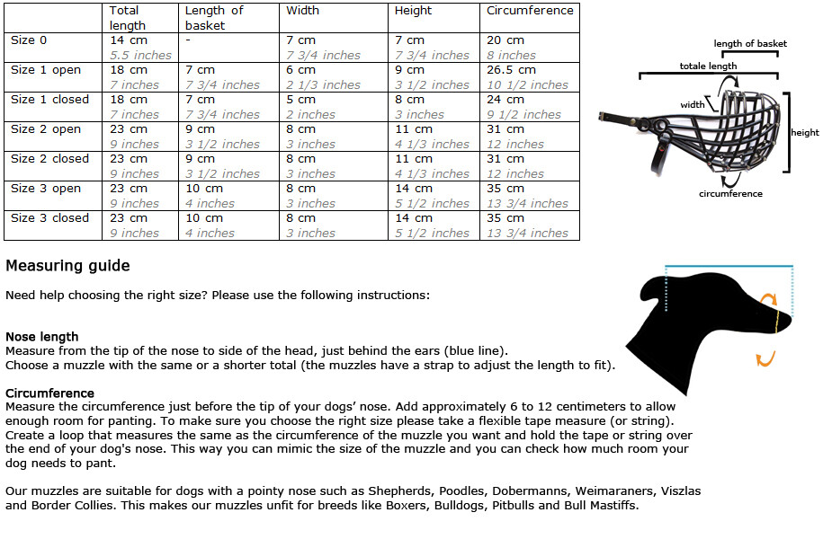 Whippet Muzzle - European Muzzles for Whippets - Size 1 open