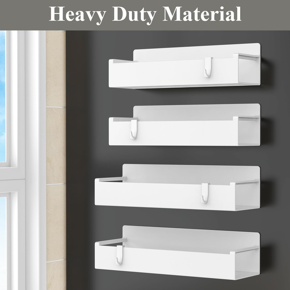 HuggieGems 4 Pack Magnetic Spice Rack Organizer for 4 Pack, White