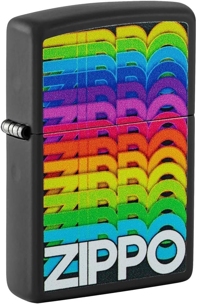 Zippo Lighter - Customized Message on Techno Black Matte Pocket Lighter 46234