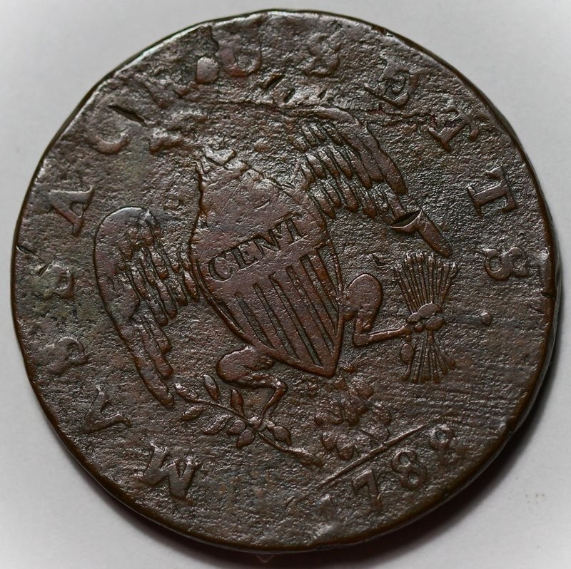 1788 Massachusetts Colonial Copper Cent