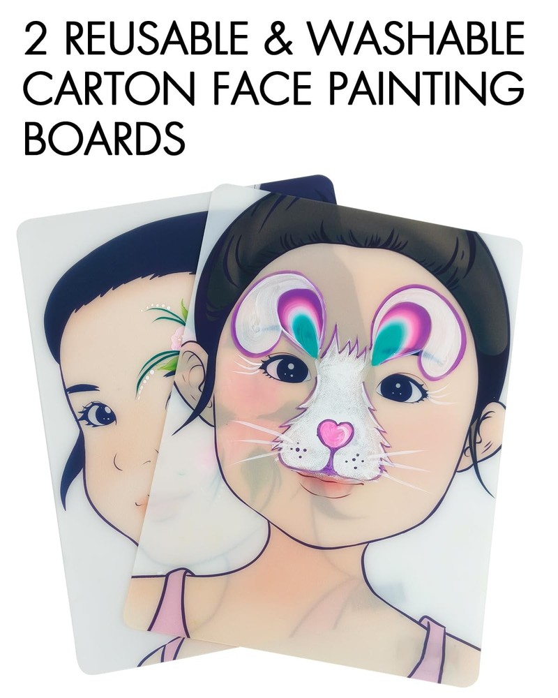 Reusable Face Paint Practice Board7pcs Face Painting Practice Sheet with Vari...