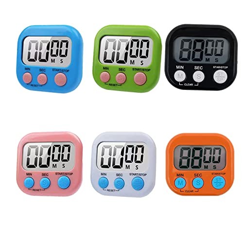 6 Pack Large Screen Digital Kitchen Timer, Magnetic Timer, Big Digits 6pack