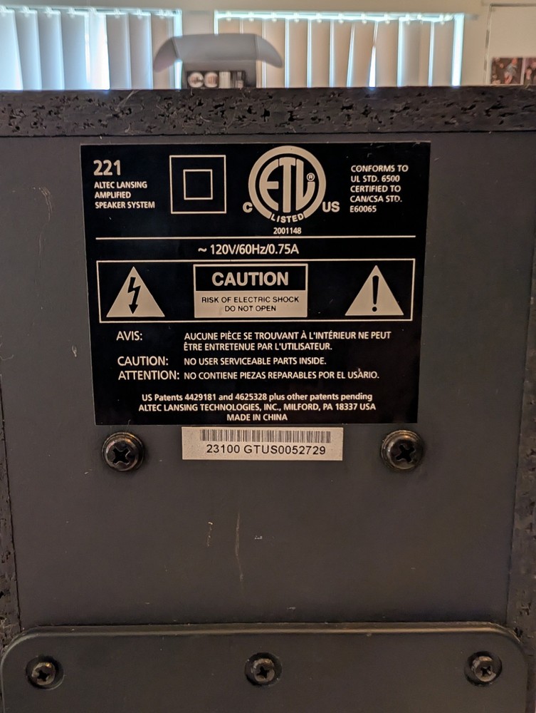 Altec Lansing 221 3-Piece Set Wired Computer Desktop Speaker System - Tested