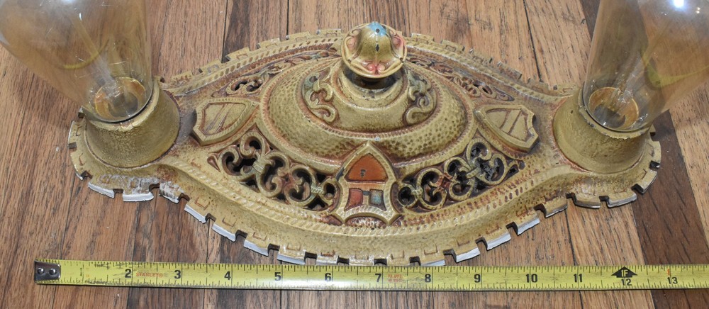 Gorgeous Antique Vintage FANCY Art Deco Double Socket Flush Mount Ceiling Light