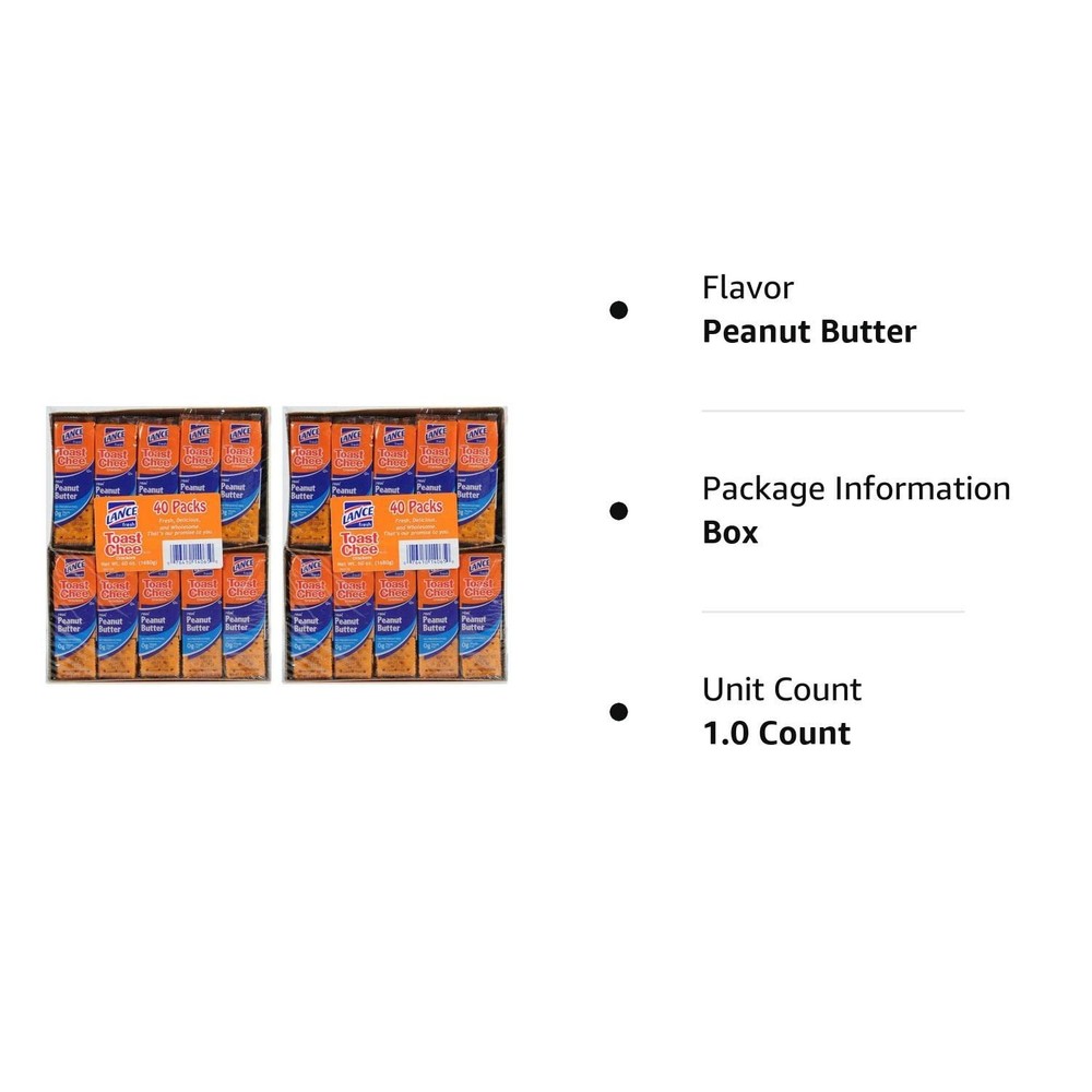 (2 Pack) Lance Toast Chee Peanut Butter Crackers (40 Count Each)