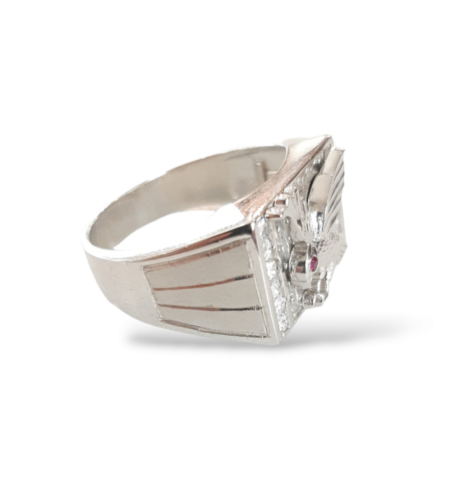 MENS 925 SILVER AND CRYSTALS RING WITH EAGLE