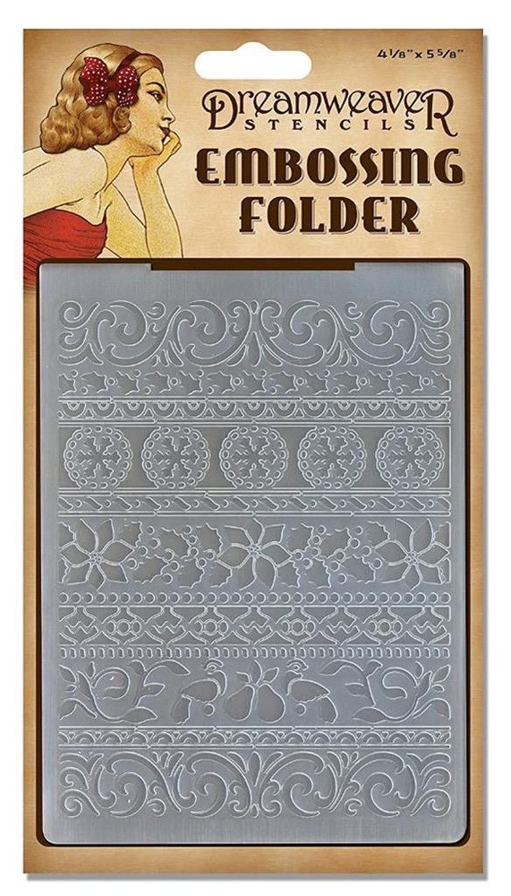 STAMPENDOUS DREAMWEAVER EMBOSSING FOLDER CHRISTMAS BORDERS