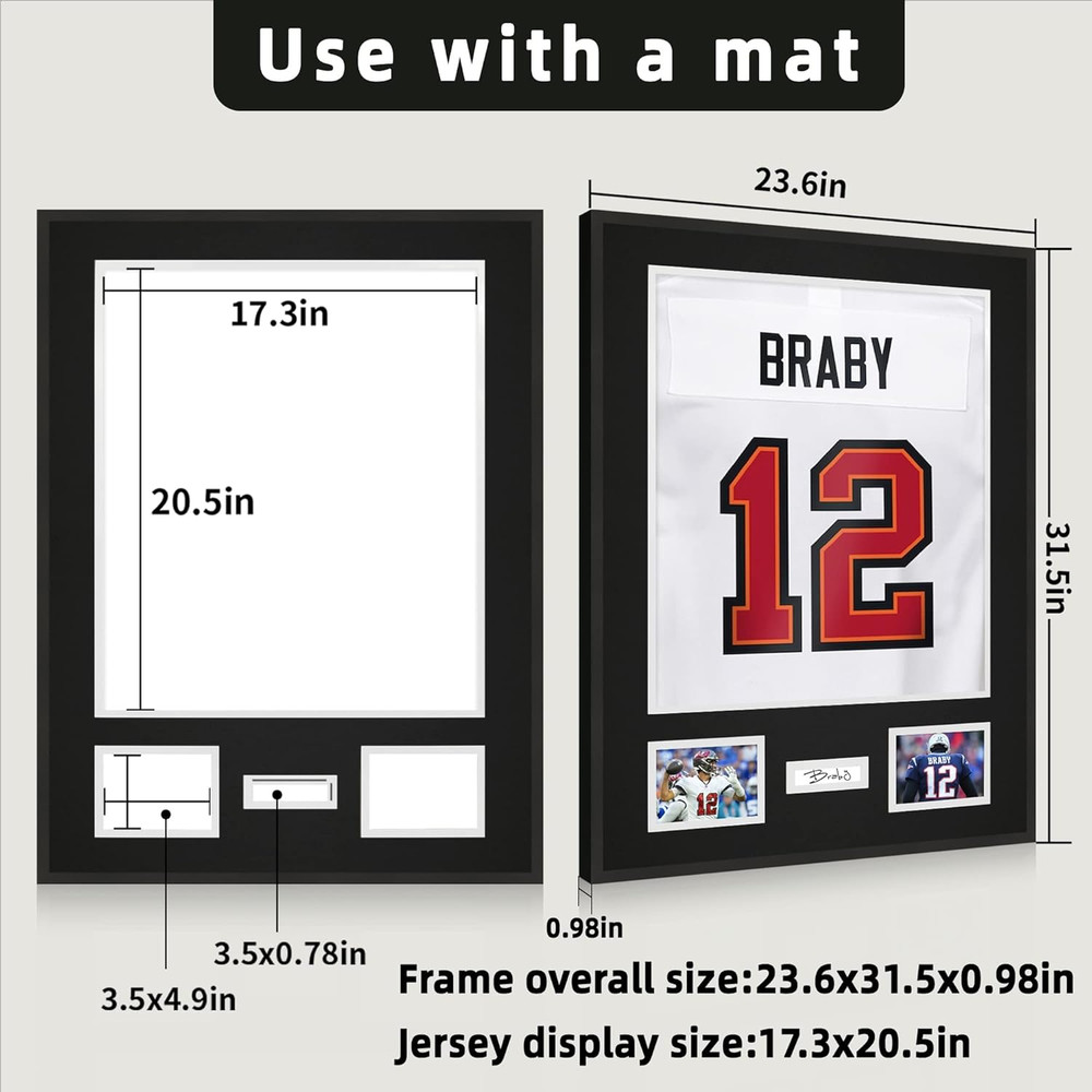 24X32 Aluminum Shadow Box Jersey Frame 1 Pack, Black Large Jersey Frame Display