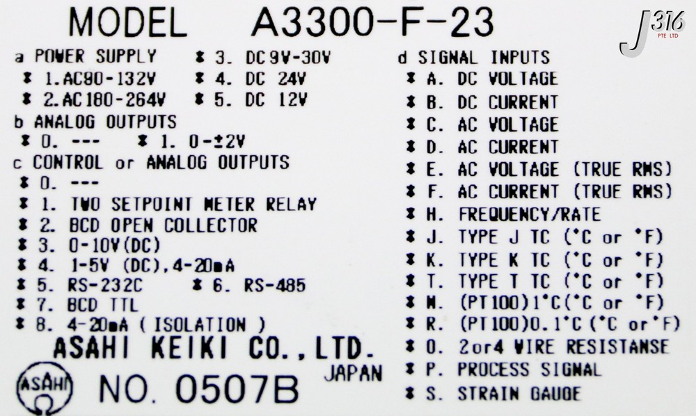 39608 ASAHI KEIKI DC VOLTMETER A3300-F-23