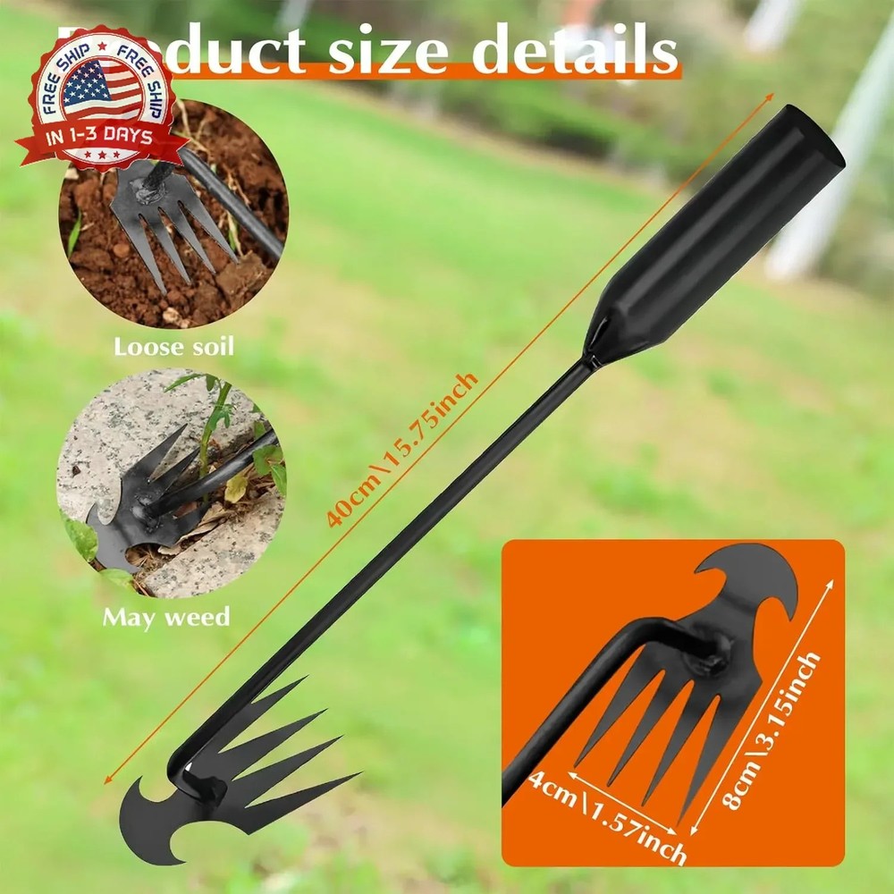Weed Puller Tool Garden Weed Pulling Tool,Portable Garden Weeding Tool,4 Teeth M