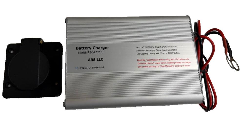 10 Amp Panel Mount 12v Battery Charger for Tilt-Dump-Winch Trailer