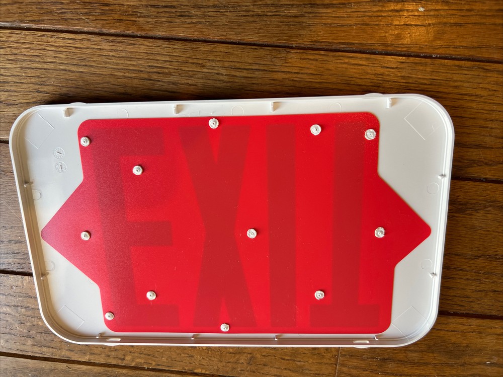 Brand New EXIT SIGN FRONT Enclosure Replacement Plate Face Cover White & Red