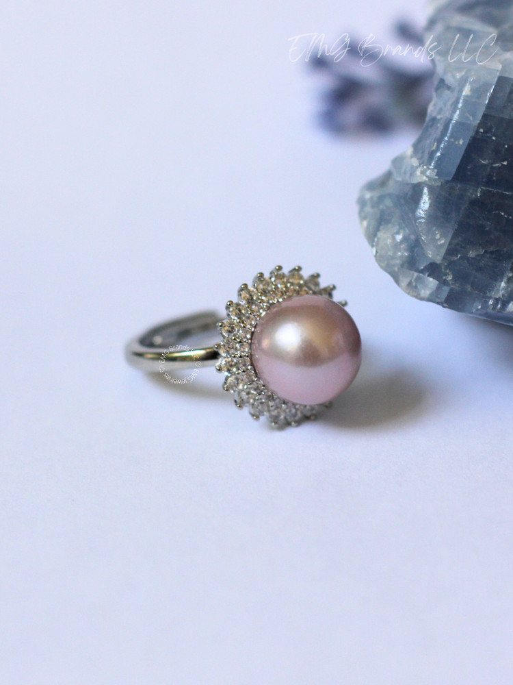 Pink Edison Pearl CZ Ring