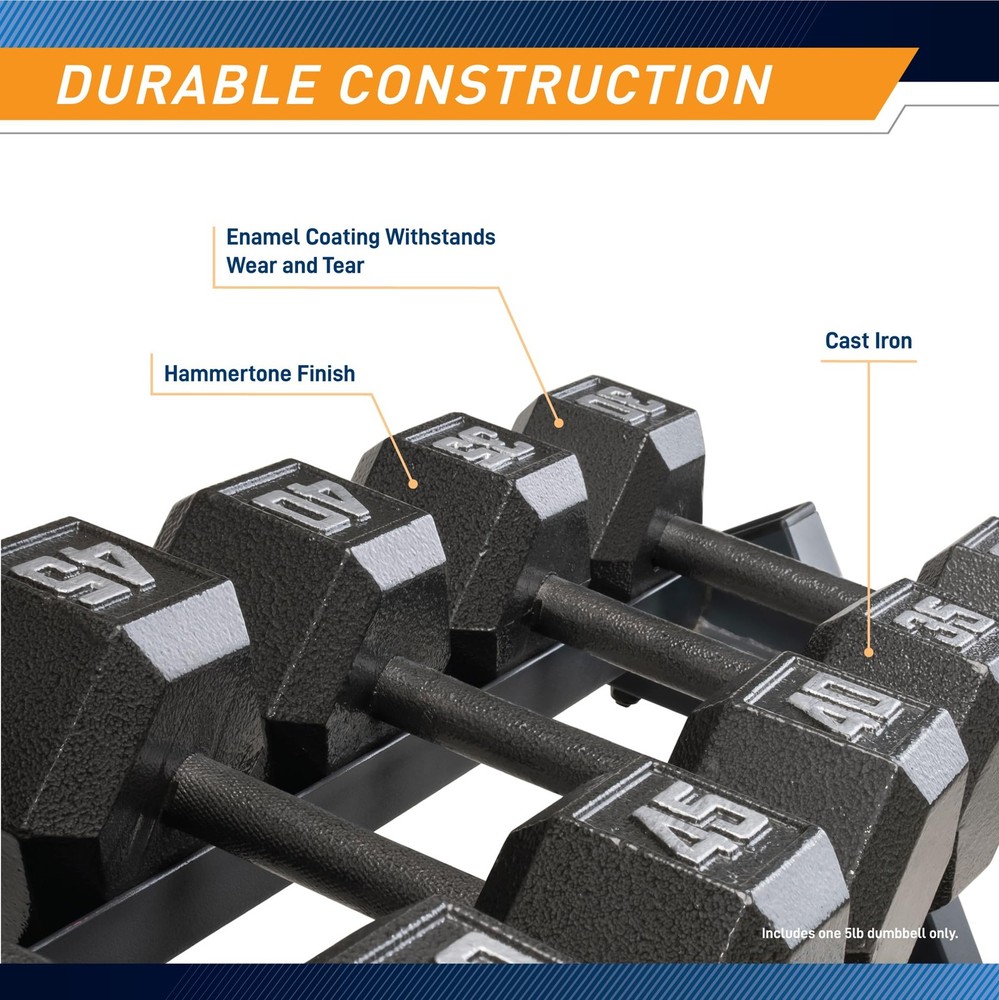 5lb Cast Iron Hex Dumbbell Durable Weight for Strength Training