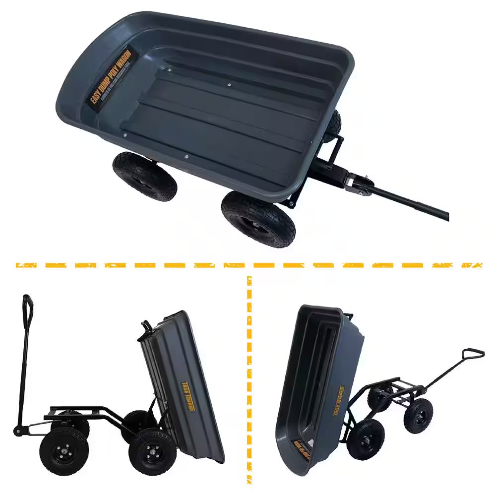 4 Cu. Ft. Easy Dump Plastic Wagon Garden Cart
