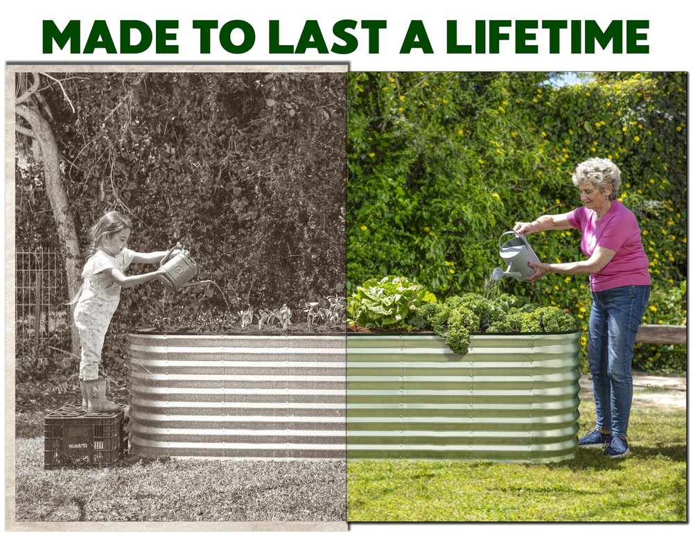 Plant & Plot Galvanized Raised Garden Beds Outdoor // 8×2×2 ft Planter