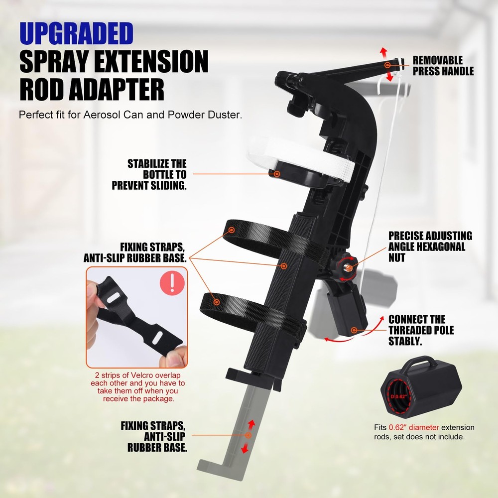 Upgraded Spray Can Extension Pole Adaptor, Adjustable Angle Sprayer black