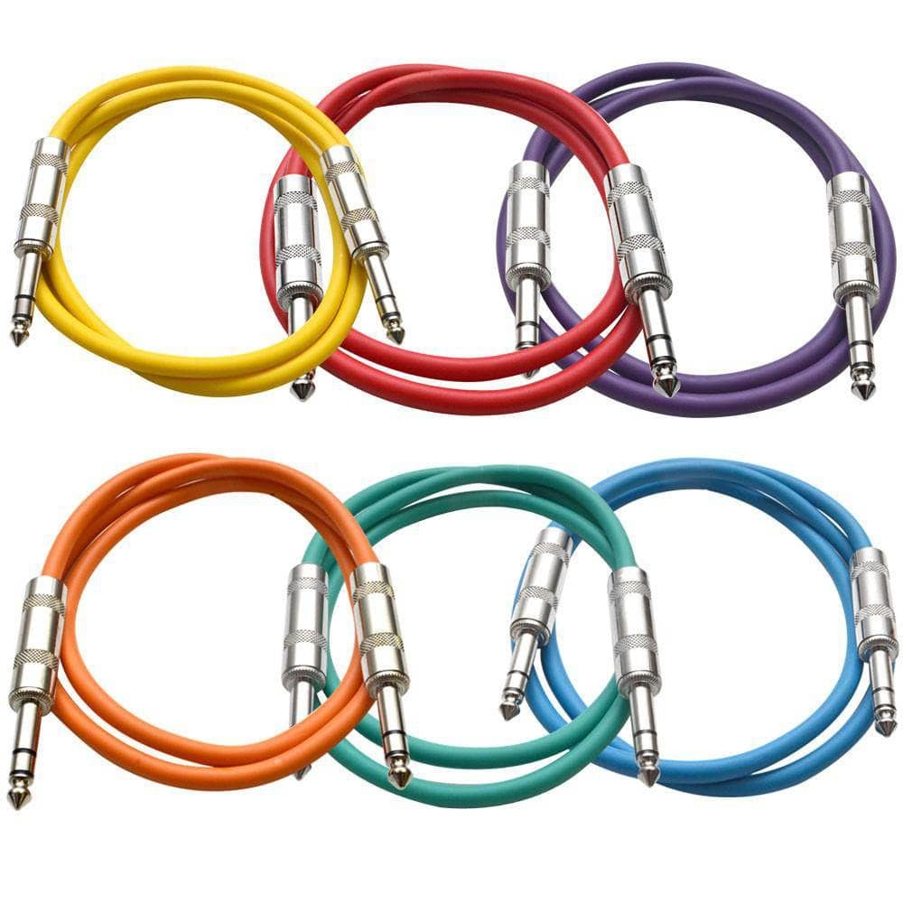 SATRX-3 6 Pack Multi-Color 3ft TRS Patch Cables