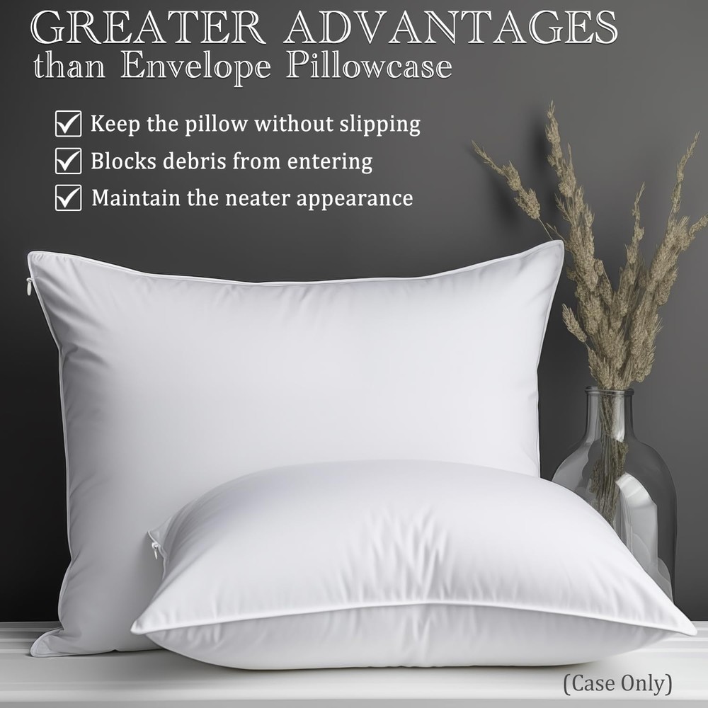 Precoco Pillow Cases Queen Size-100% Cotton Pillowcase Covers