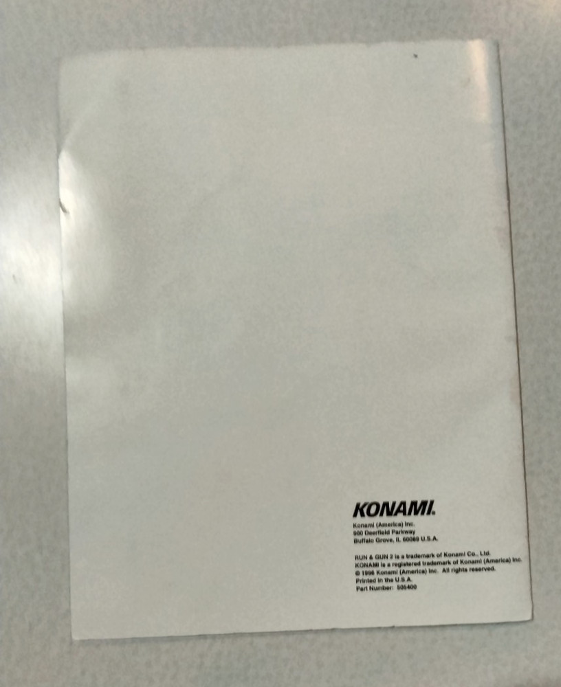 RUN & GUN 2 OPERATOR'S MANUAL KONAMI