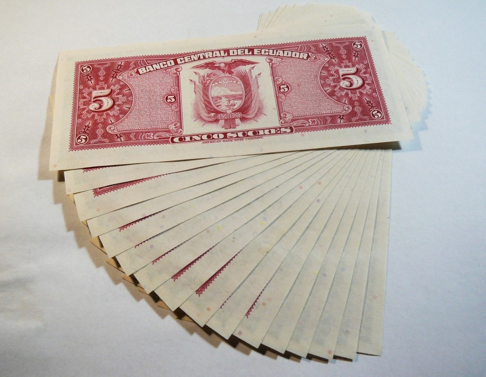 Ecuador 5 Sucres 1983 24 Consecutive Notes UNC