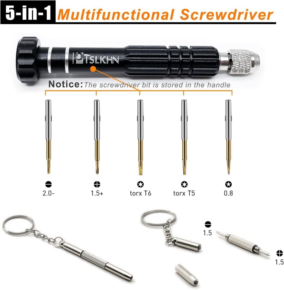 Compact 5-in-1 Screwdriver Set - Precision Tools for Eyewear & Electronics