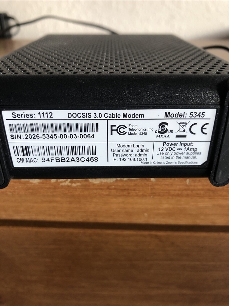 Zoom Cable Modem Model 5345