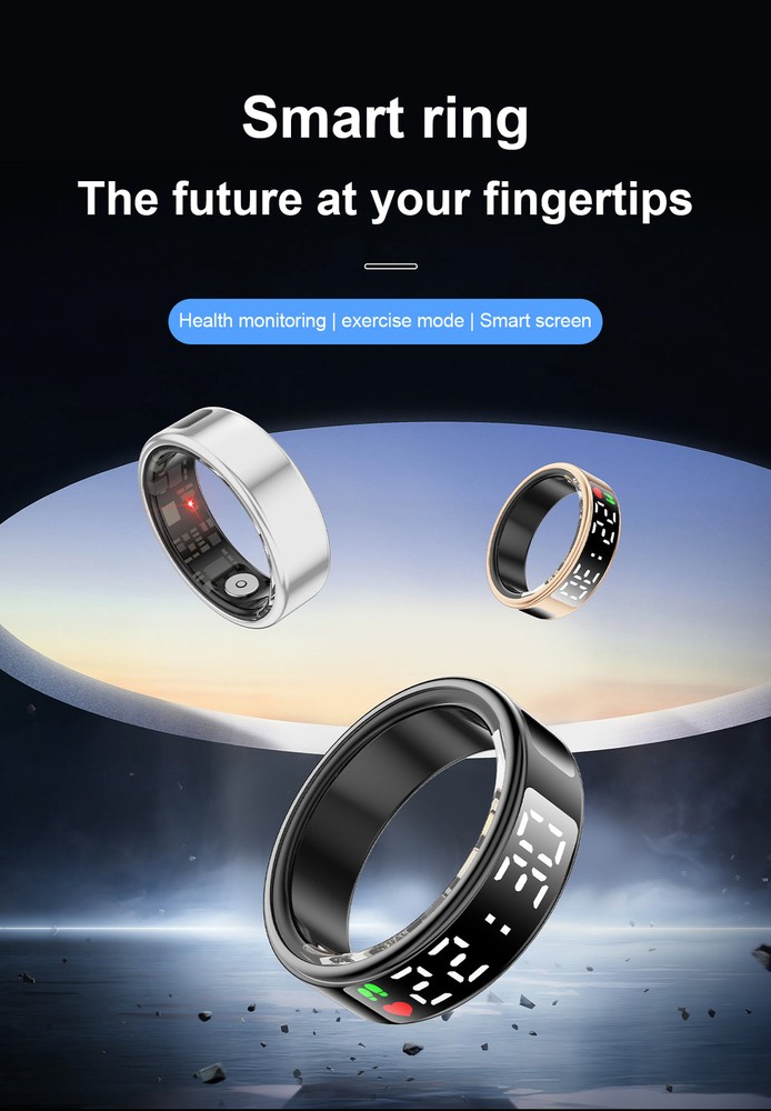 SR08 Mini Smart Ring Display Screen Touch Sensing IP68 HR Blood Oxygen cg