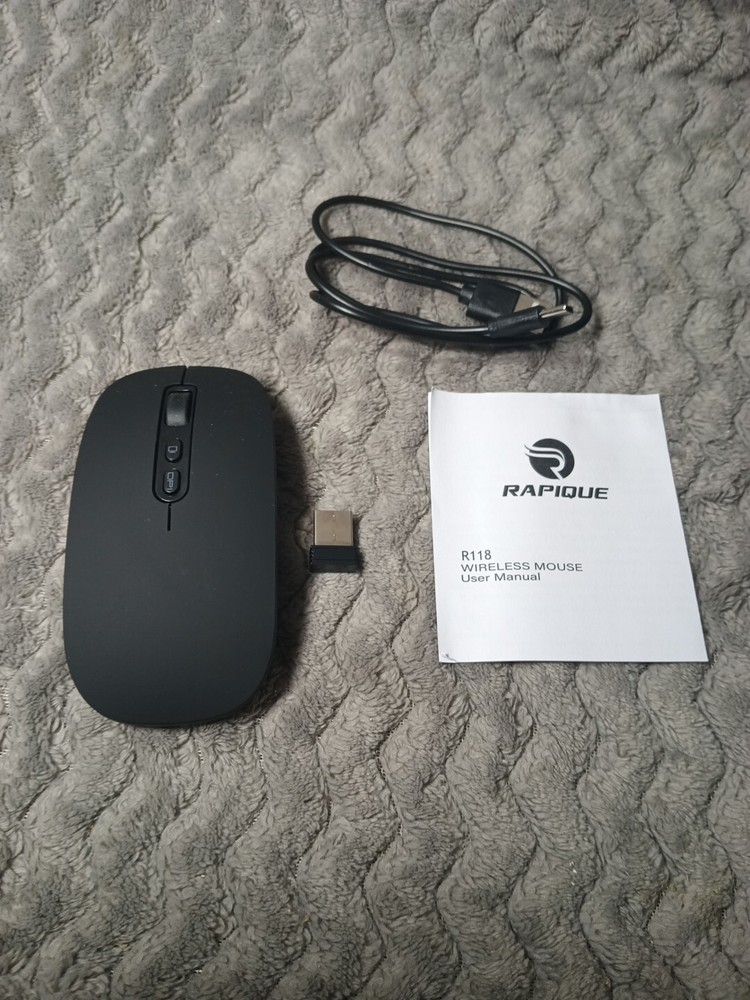 RAPIQUE Bluetooth Wireless Mouse Rechargeable Multi-DeviceTri-Mode, Black