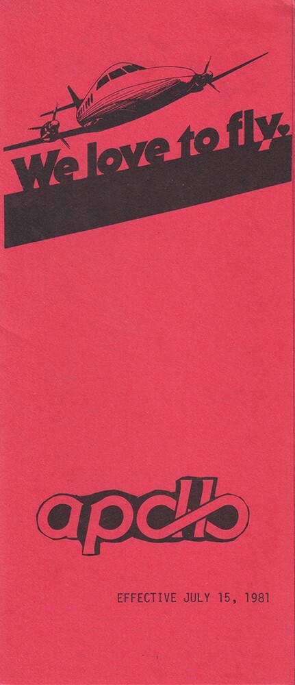 Apollo Airways timetable 1981/07/15 red