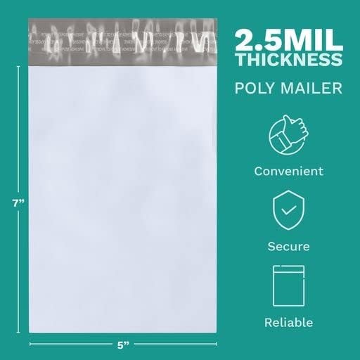 5x7 Poly Mailer Envelopes 100 Count Self Seal