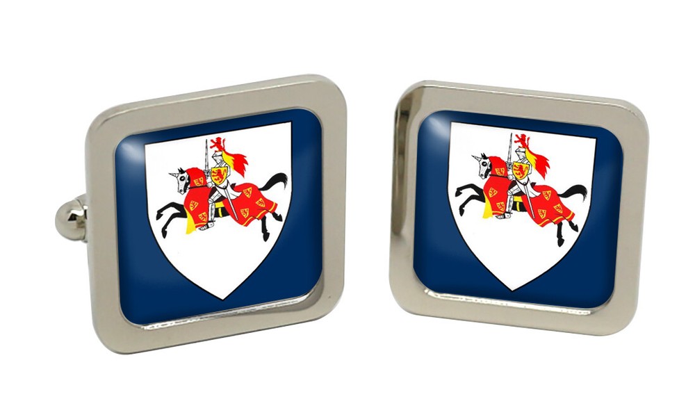 Fifeshire (Scotland) Square Cufflink in Chrome Box